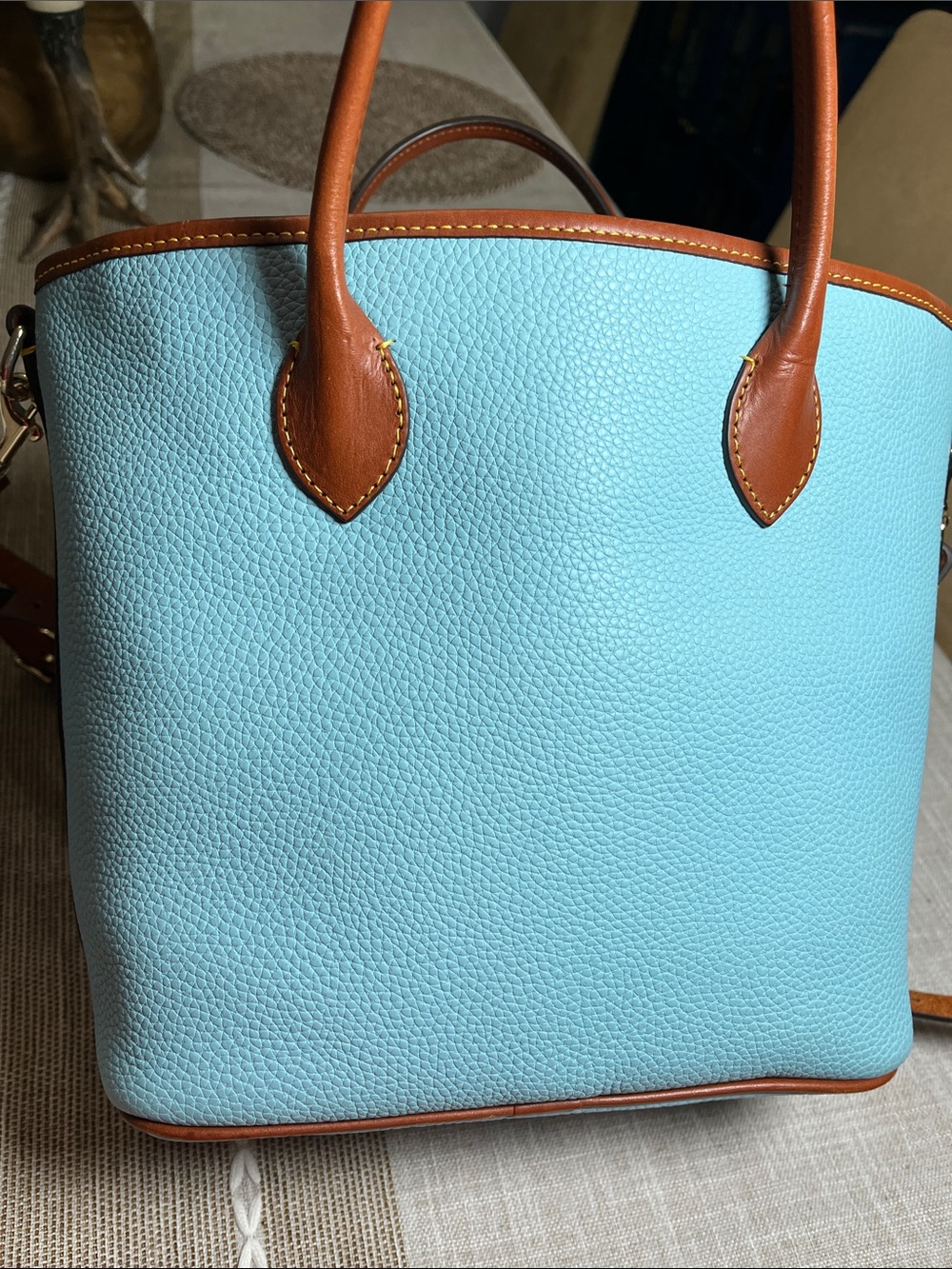 Dooney & Bourke Caribbean Blue Leather Tote with Medium Zip Wallet - Picture 5 of 11